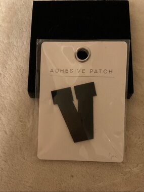 Black Adhesive Letter V Patch - Home Jewelry